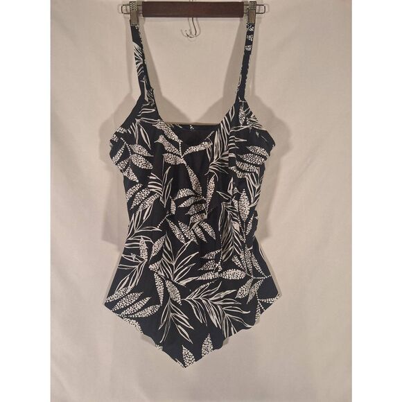 Ceeb Womens Black and White Tiered Ruffle Tankini Top‎ Size 14 - Picture 1 of 3